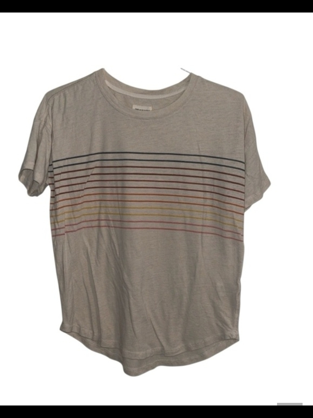 Thread & Supply Sunset Stripe Linen Blend Tee Cream Short Sleeve Top